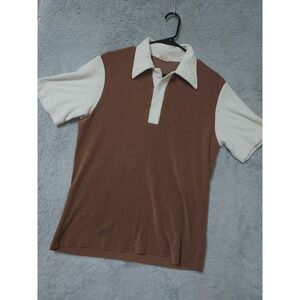 Vintage Kings Road Polo Shirt Mens Large Terry Cloth Colorblock Brown White L